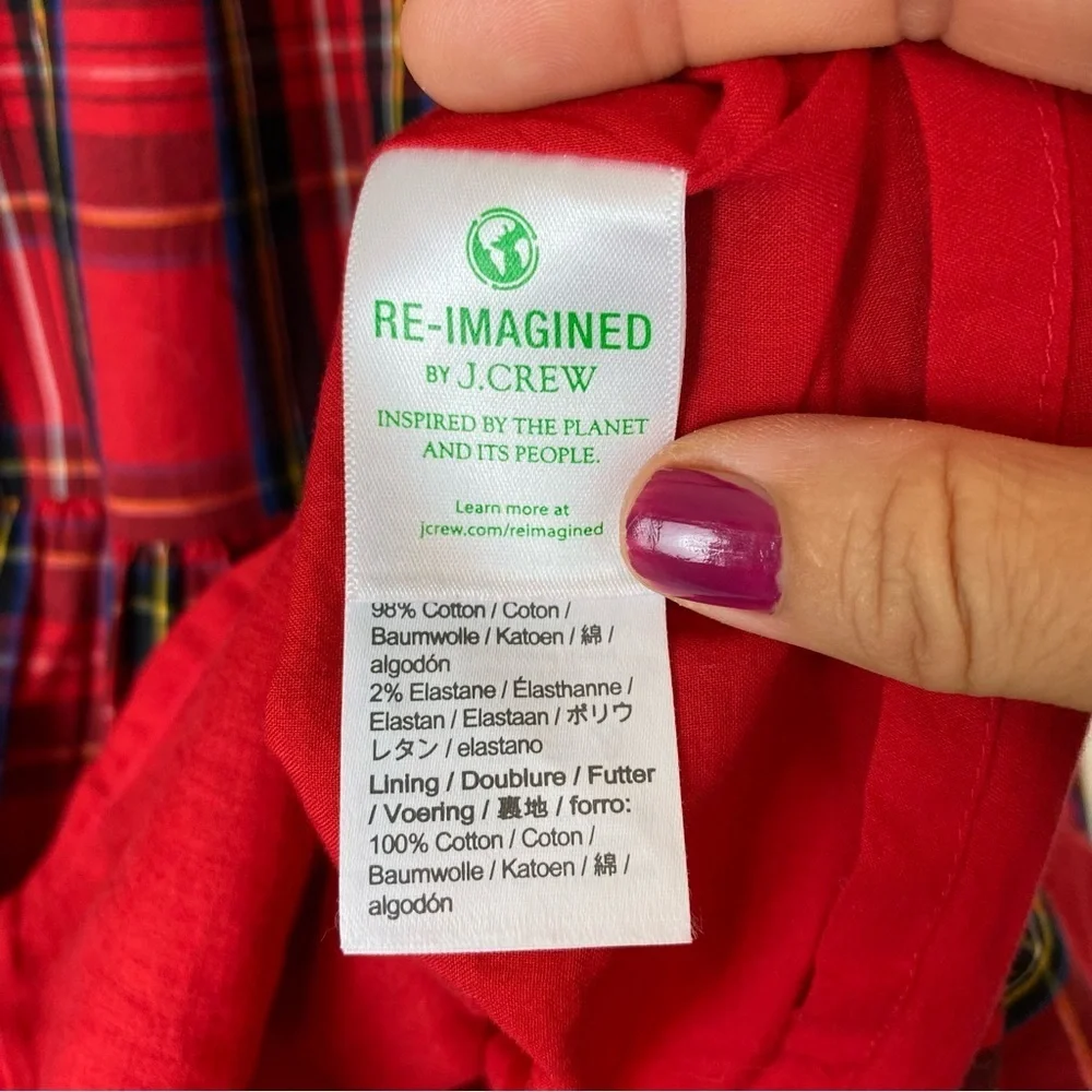 J CREW Classic Red Tartan Plaid Tiered Ruffle Midi Dress size 8 - Picture 8 of 11
